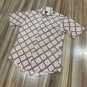 Medium Vintage 70s Towncraft JC Penney Polyester Plaid Disco Style Shirt