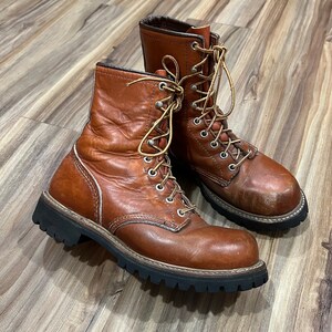 7C Vintage 80s Red Wing Irish Setter Combat Logger Boots Brown