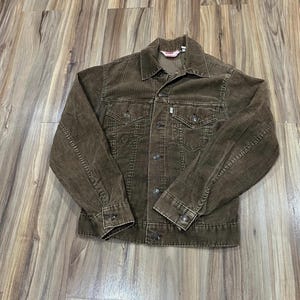 XS/ Small Vintage 70s Levis Corduroy Button Up Jacket Brown Faded Cotton USA Made Size 34
