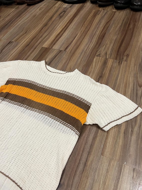 Small Vintage 40s 50s Waffle Knit Cotton T Shirt Striped - Etsy
