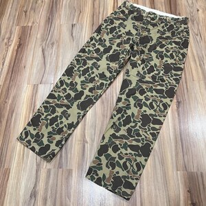 34x32 Vintage 70s Duck Camo Camouflage Light Canvas Hunting Pants