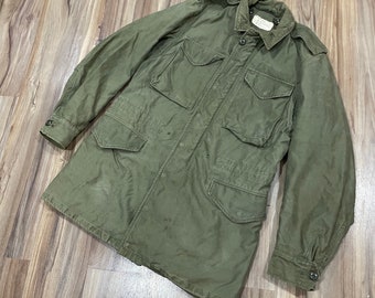 Long Small Vintage 1950s US Army Military Field Jacket Coat