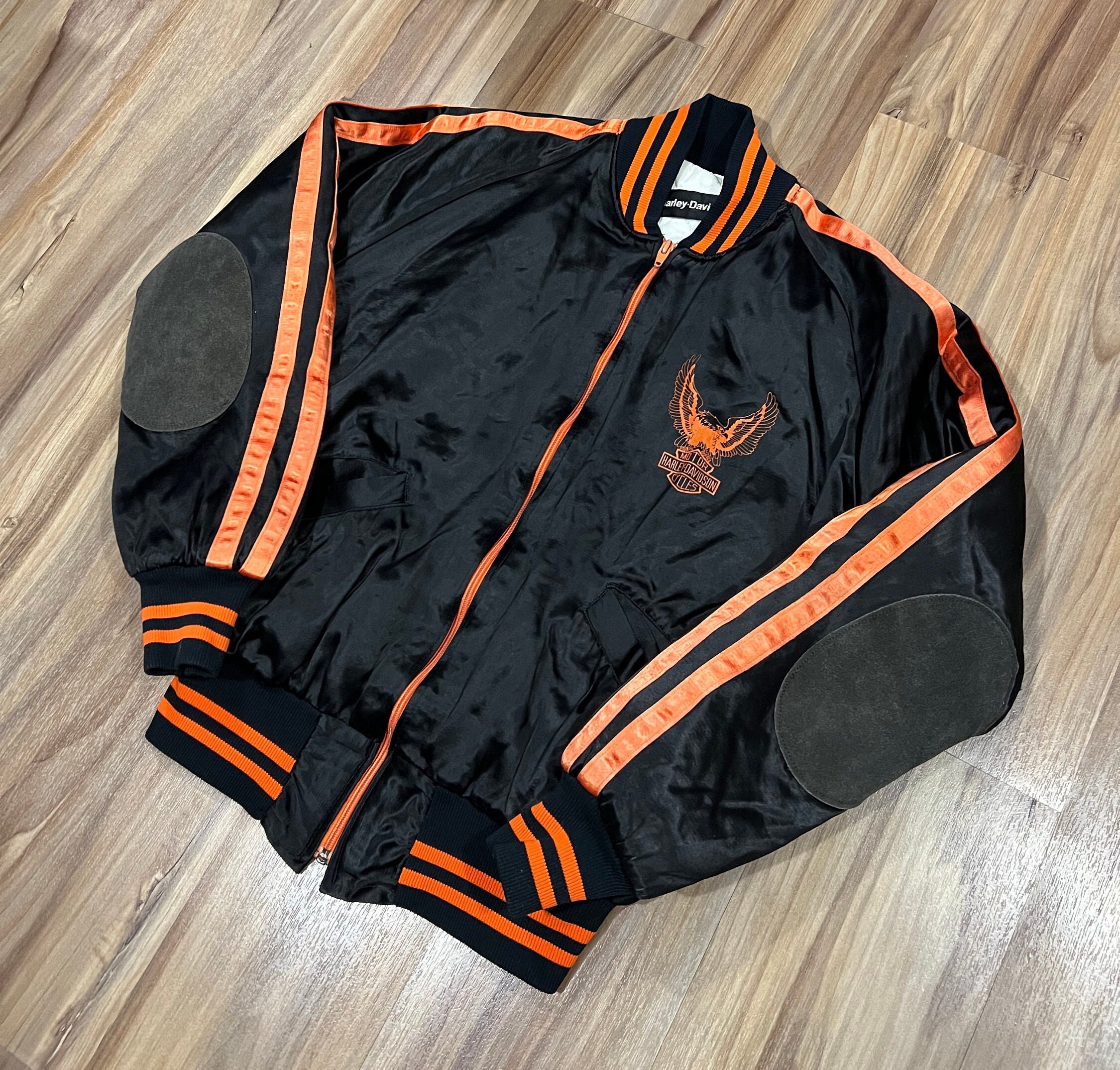 XS Vintage Harley Davidson Satin Bomber Motorcycle Jacket W