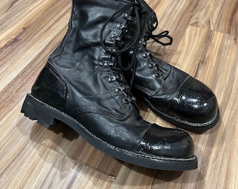 10.5D Corcoran Black Combat Leather Boots US Army Military Men’s Patent Leather Cap Toe