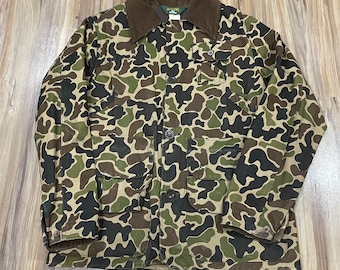 Large Vintage 70s Red Head Duck Camo Canvas Hunting Jacket