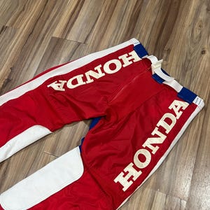Medium Vintage 70s 80s Honda Motorcycles Racing Pants Red White Blue by Cooper Mfg
