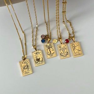 GOLD Tarot Zodiac Pendant Necklace • Mothers Day Gift • Personalized Astrology Necklace • Dainty Zodiac Sign • Mystic Jewelry • Gift for Her