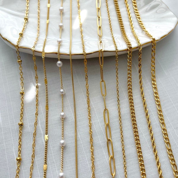 GOLD FILLED Chain Necklace Cuban Chain Bracelet Daily Wear Dainty Chain Anklet Twist Chain Figaro Chain Rope Chain NONTARNISH Jewelry Gift