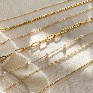 Gold Filled Chain Necklace, Paperclip Chain, Curb Chain, Pearl Bead Chain, Twist Chain, Vine Chain, Cable Chain, Figaro, Dainty, Herringbone