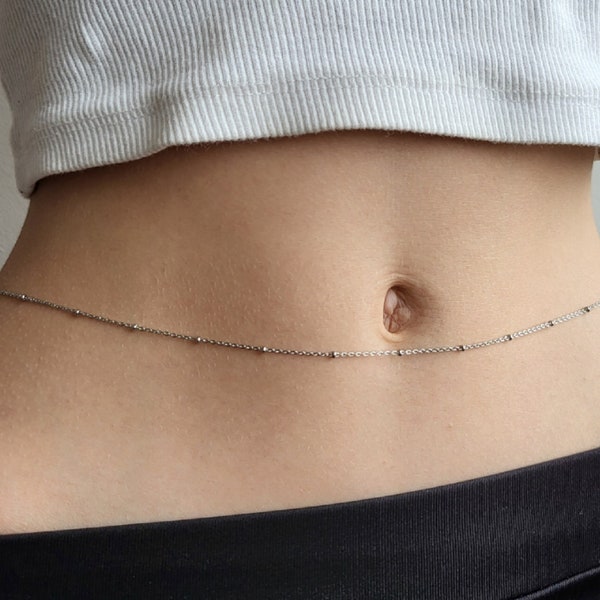SILVER Belly Chain • Summer Gift Idea • Festival Belly Chain • Dainty Beach Jewelry • Tarnish Free Body Chain • Personalized Gift for Her