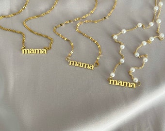 ORO Collar Mama Script • Delicate Mama Necklace • Collar para mamá • Tiny Mama Necklace • Mama Pendant Necklace • Regalo de cumpleaños para ella