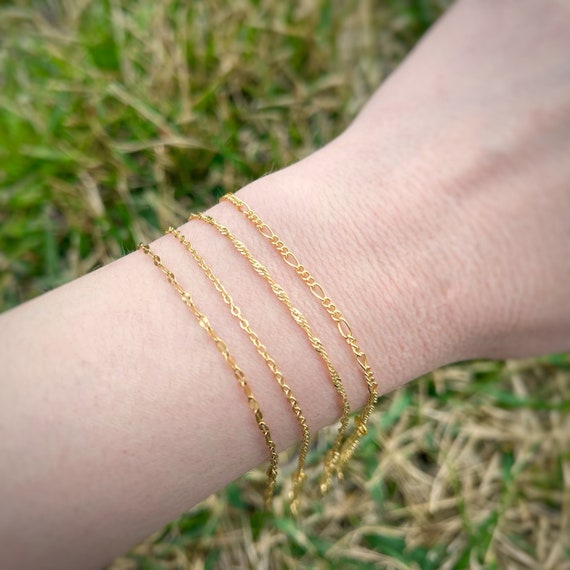6.5 Inches Figure 8 Cable Flat Twist Chain Bracelets with 1 Extender 14kt  Gold Filled