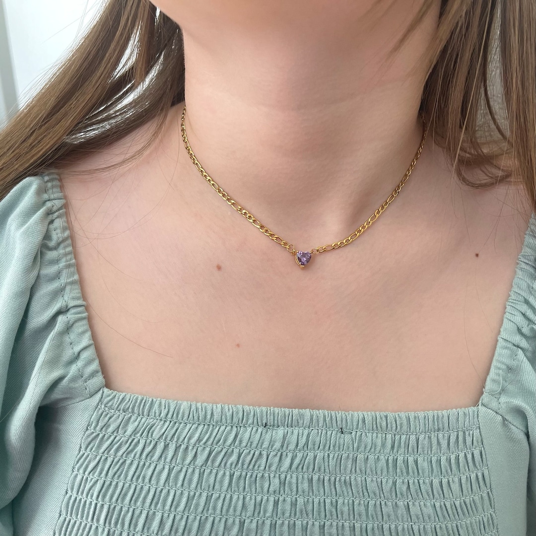 Colorful Cute Heart Pendant Necklace Vintage Heart Necklace Love Charm