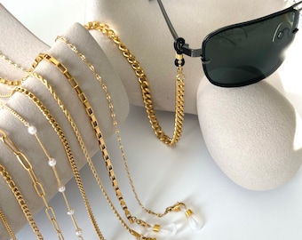 18K GOLD Brillenkette • Beste Freundin Geschenk • Lanyard für Brille • Maskenhalter • Brillenkette • WASSERDICHTE Kette • Frühlings Sommer Schmuck