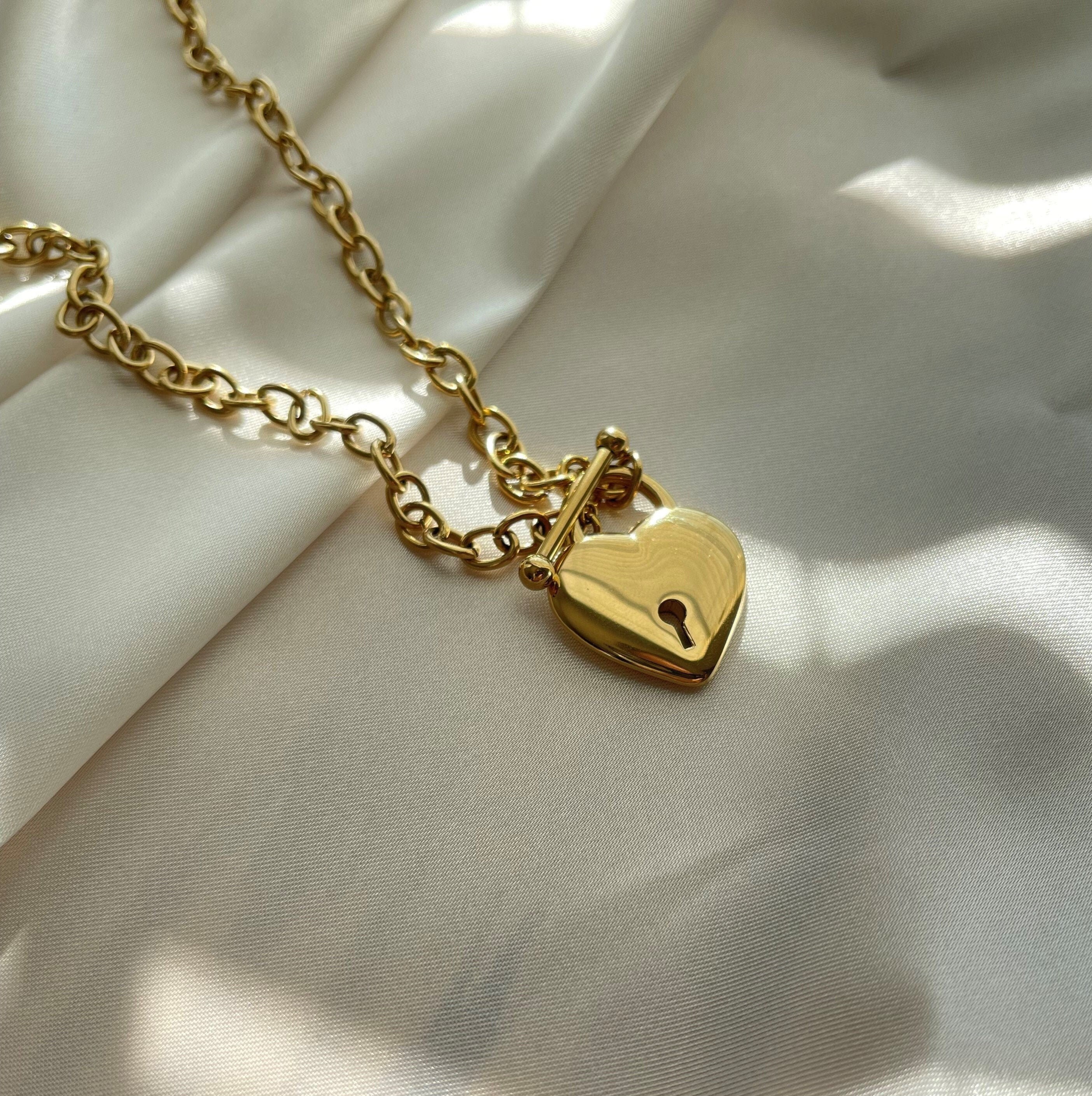 heart lock necklace gold