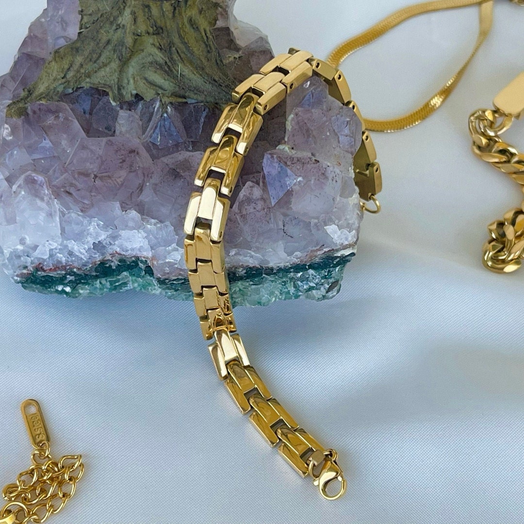 Gold Chain Bracelet Watch Band Bracelet Waterproof Link Etsy