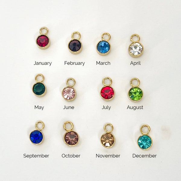 ADD ON Gold Birthstone 6mm, Personalized Silver Charm, Swarowski Birthstone, Birth Sign Zodiac, Gold Plated Pendant