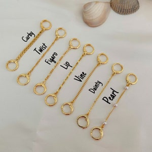 GOLD FILLED Minimalist Double Piercing Chain Earrings, Connected Double Hoops, WATERPROOF, Personalized Bridesmaid Gift for Her image 7