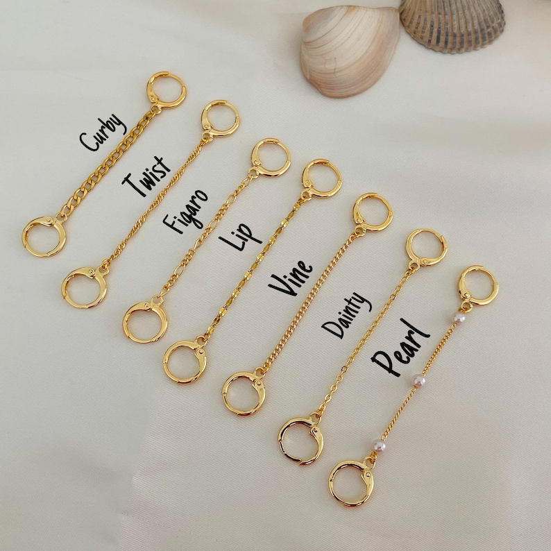 GOLD FILLED Minimalist Double Piercing Chain Earrings, Connected Double Hoops, WATERPROOF, Personalized Bridesmaid Gift for Her image 7