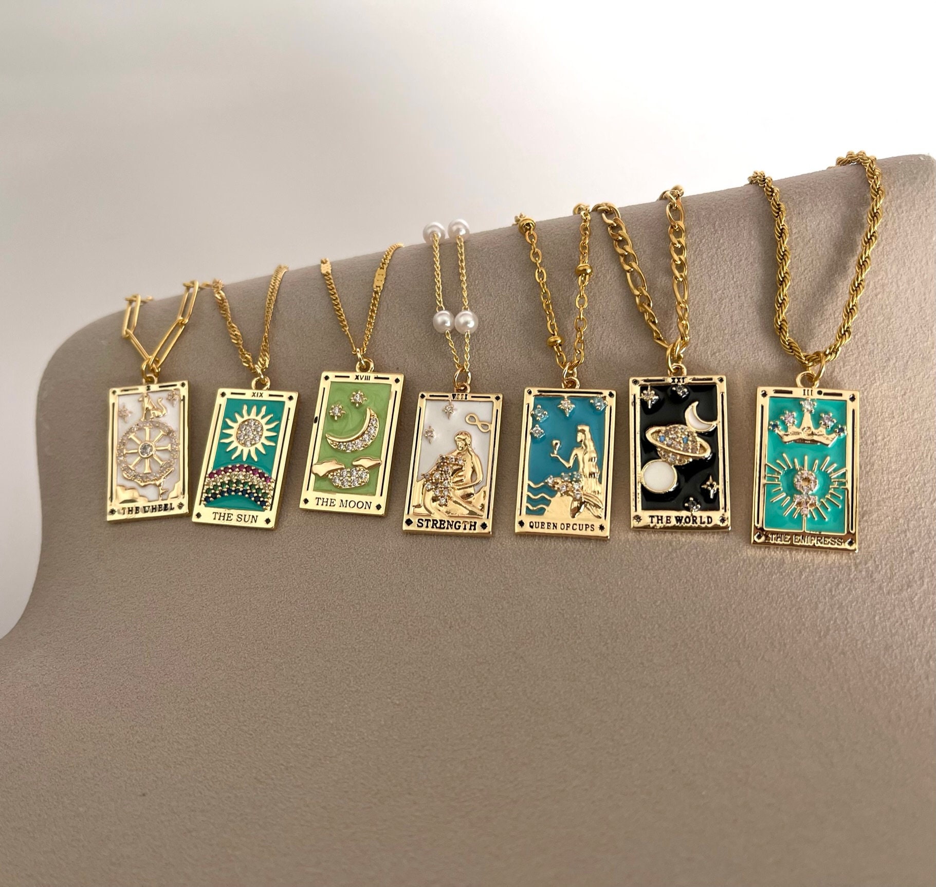 The Original Zodiac Tarot Necklace 18K Gold Filled / Tarot Card Necklace / Zodiac Pendant Necklace / Astrology Zodiac Sign Necklace