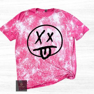Smiley Face t-shirt, Birthday gifts, Gifts for Her, T-shirt for Women, Bleached T-shirt, Retro Style Shirt, Bleached Graphic t-shirt