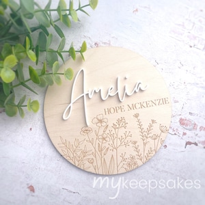 Birth Announcement | Name Announcement | Wildflower Announcement | Birth Plaque | Name Plaque | Baby Name