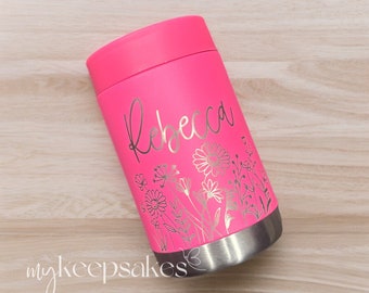 Personalised Can Cooler | Wildflower Stainless Steel Can Bottle Cooler | Customised Stubby Cooler | Wildflowers