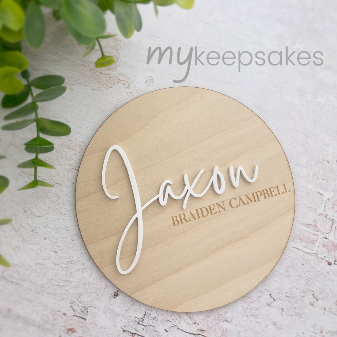 Birth Announcement Name Announcement Minimalist Birth Plaque Name