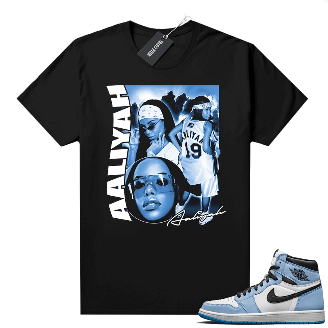 University Blue Jordan 1 Shirt to Match Aaliyah Vintage Etsy