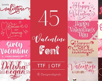 45 Valentine's day font Bundle | Modern Script Calligraphy |   Romantic Calligraphy Font | Love Fonts | Serif Font | Cute Fonts