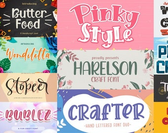 10 Craft Fonts | Font Bundles | Cricut Fonts | Procreate Fonts | Canva Fonts | Handwritten Fonts | Handwriting Fonts