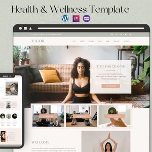 Health & Wellness Elementor Template Kit Yoga Meditation Mental health Beauty website image 1