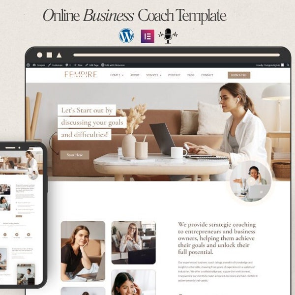 Online Business Coach WordPress Website-Vorlage | Elementor Template Kit