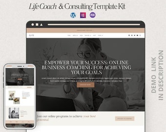 Elite Life Coach & Consulting Template kit | Coaches | Service Based Businesses | Shop | Blog | Feminine Template kit