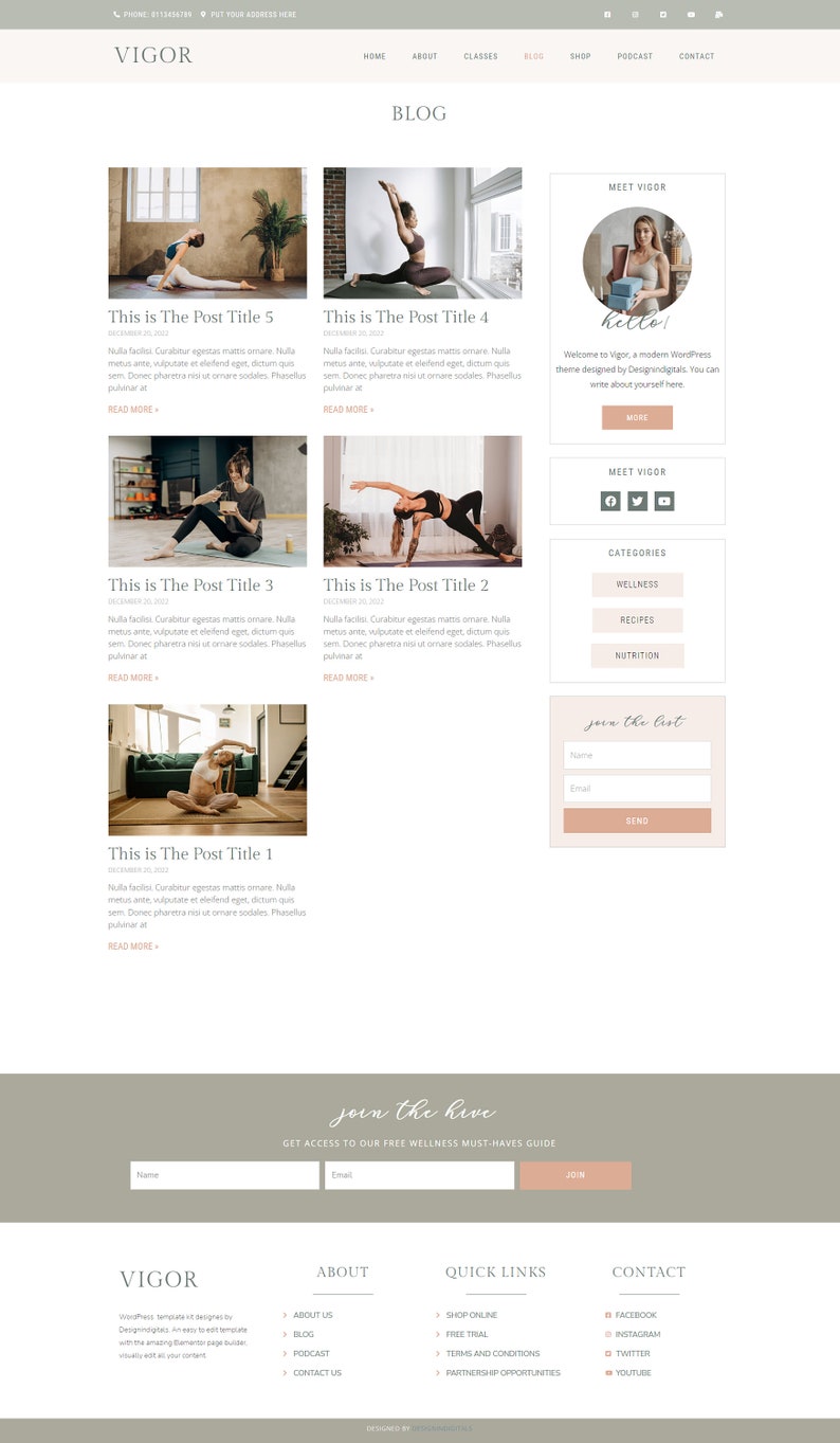 Health & Wellness Elementor Template Kit Yoga Meditation Mental health Beauty website image 6