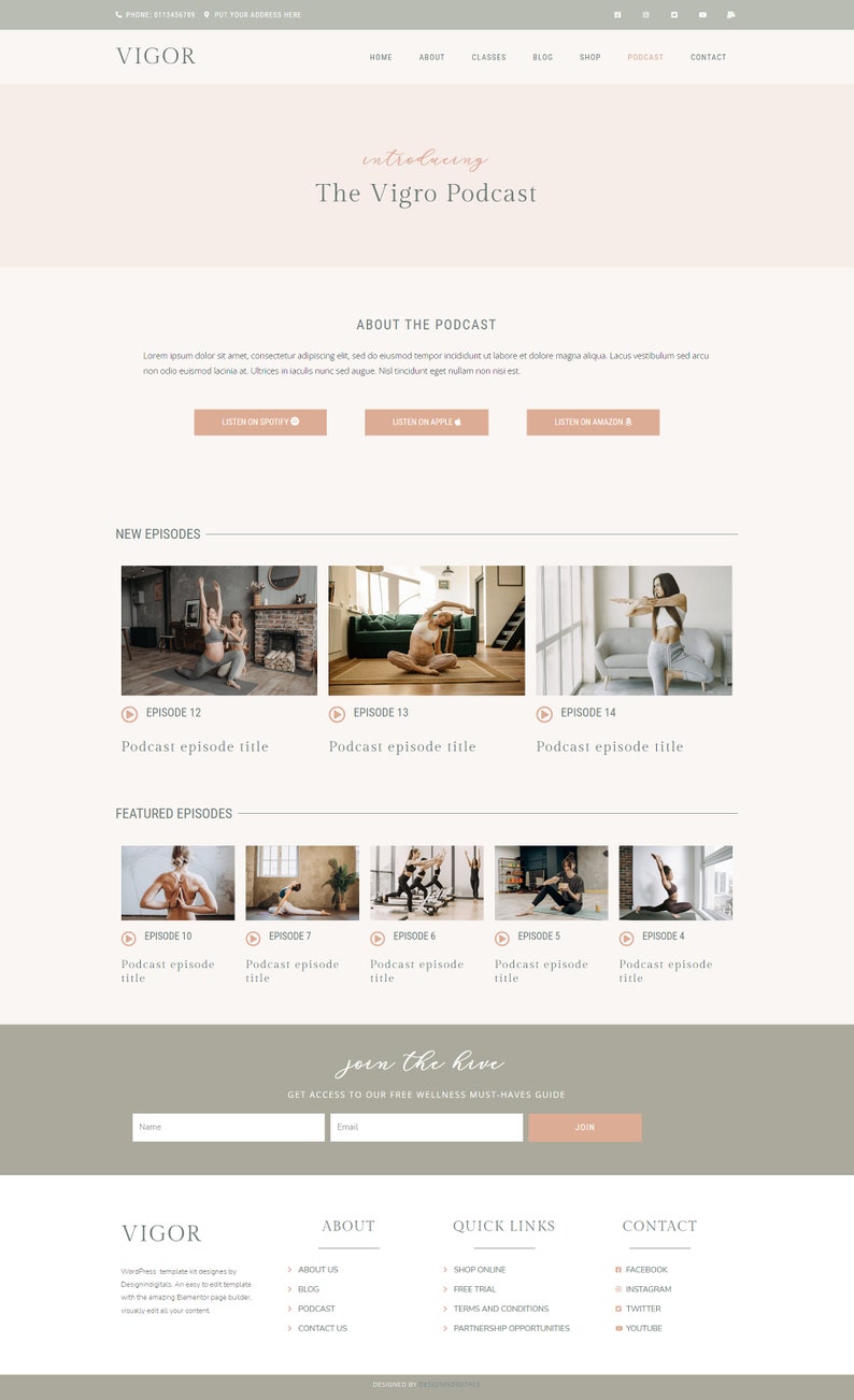 Health & Wellness Elementor Template Kit Yoga Meditation Mental health Beauty website image 5