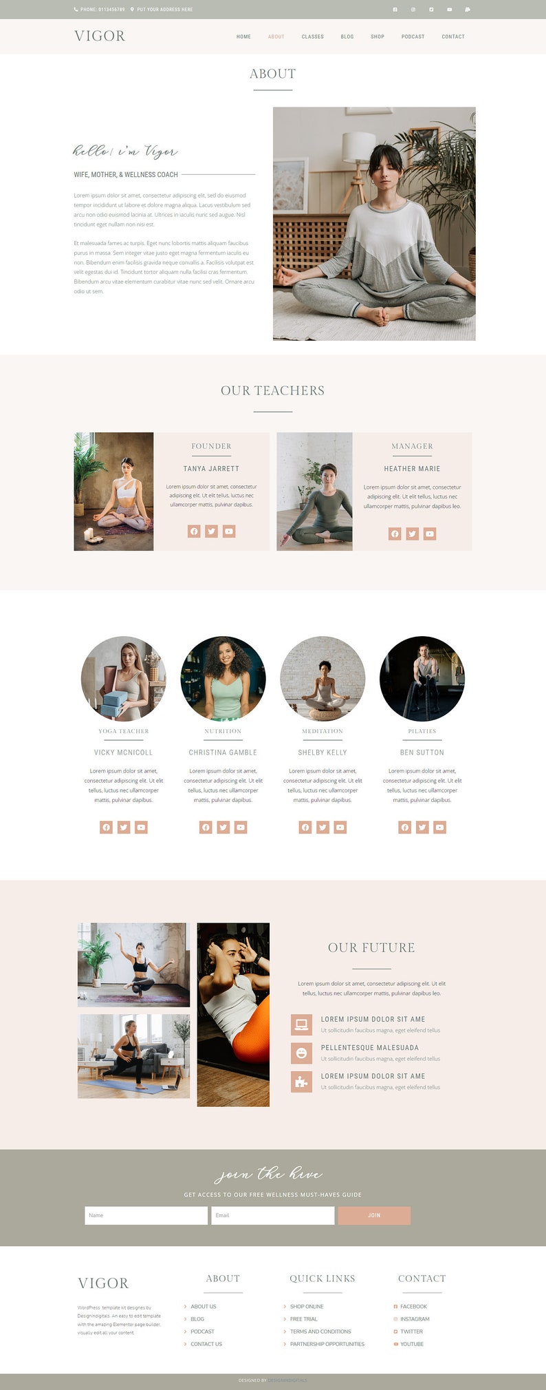 Health & Wellness Elementor Template Kit Yoga Meditation Mental health Beauty website image 3