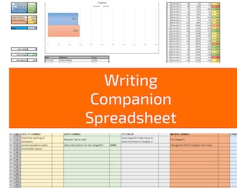Updated BOOK WRITING COMPANION - excel spreadsheet for progress tracking, productivity increase and planning your next great novel