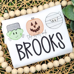 Embroidered Halloween Shirt Custom Toddler Halloween Shirt Personalized Embroidered Halloween Shirt Halloween Trio Shirt Halloween Shirt