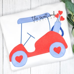 Watercolor Valentine Golf Shirt, Golf Cart Shirt, Custom Toddler Valentines Day Shirt, Personalized Kids Valentine Golf Shirt Valentine