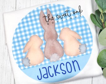Kids Easter Shirt Watercolor Easter Bunny Trio Shirt Custom Toddler Easter Shirt Kids Easter Bunny Shirt Watercolor Easter Shirt Easter