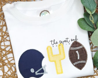 Applique Football Shirt Custom Football Shirt Applique Football Trio Applique Football Kids Shirt Kids Football Gameday Shirt Football Shirt