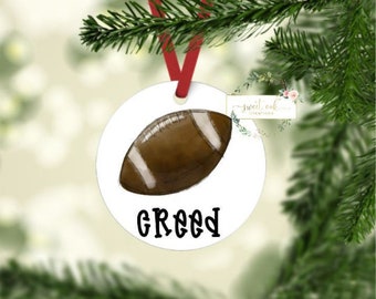 Football Christmas Ornament Custom Sports Ornament Kids Christmas Ornament Custom Kids Christmas Ornament Round Aluminum Ornament
