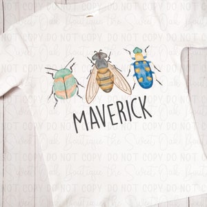 Watercolor Bugs Shirt Personalized Bug Trio Shirt  Custom Toddler Shirt Kids Bug Shirt Watercolor Bugs