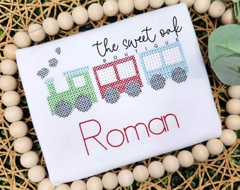 Embroidered Train Shirt , Custom Toddler Shirt, Personalized Train Shirt, Kids Train Shirt, Embroidered Train