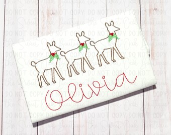 Christmas Deer Shirt Custom Toddler Christmas Shirt Personalized Embroidered Christmas Shirt Embroidered Deer Trio Girl Deer Trio Shirt
