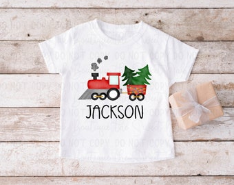 Kids Christmas Train Shirt Custom Toddler Christmas Shirt Personalized Watercolor Train Shirt Christmas Train Shirt Christmas Train Shirt