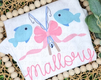Girl Fishing Shirt Custom Toddler Fishing Shirt Watercolor Fishing Trio Shirt Watercolor Fishing Shirt Personalized Fishing Shirt Girly Fish