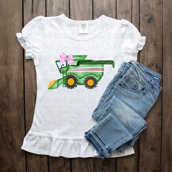 Girl Farm Shirt Custom Toddler Combine Tractor Shirt Girly Etsy