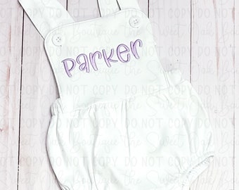 Monogrammed Baby Sunsuit, Custom Summer Bubble, Embroidered Summer Bubble, Baby Summer Outfit, Unisex Baby Outfit, Monogrammed Sunsuit